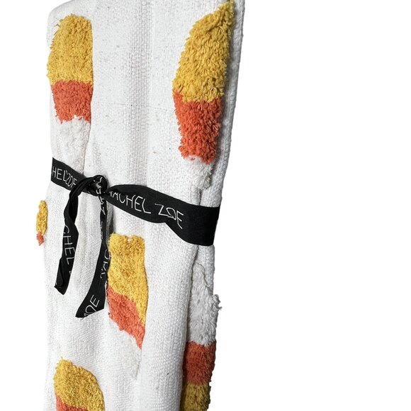 Rachel Zoe NWT Throw Blanket 50" X 60" Off White Tri Color 3D Candy Corn Tassels - Picture 5 of 9